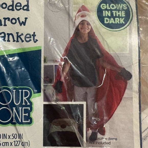 Santa Hooded Blanket NEW Glow in the Dark Lids Christmas Red - Picture 1 of 4
